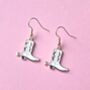 White Cowboy Boot Enamel Earrings, thumbnail 2 of 3