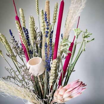 Dried Protea And Pink Typha Bouquet 'flamingo', 4 of 9