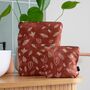 Linen Toiletry Bag With Leaf Design, thumbnail 2 of 6