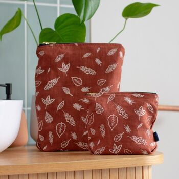 Linen Toiletry Bag With Leaf Design, 2 of 6