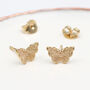 18ct Gold Plated Or Silver Butterfly Stud Earrings, thumbnail 3 of 7