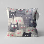 Cute Grey Cats Pillow Covers With Pink Cheeks, thumbnail 1 of 7