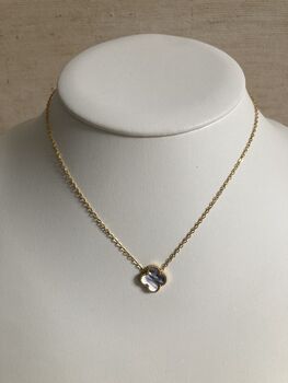 Double Sided Grey Iridescent Single Clover Necklace, 3 of 6