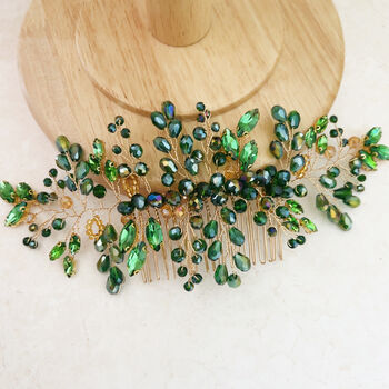Green And Gold Crystal Hair Comb, 5 of 5