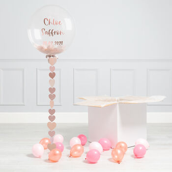 Personalised Rose Gold Heart Bubble Balloon, 2 of 2