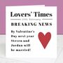 Next Valentine's Day We'll Be Married Newspaper Card, thumbnail 1 of 2