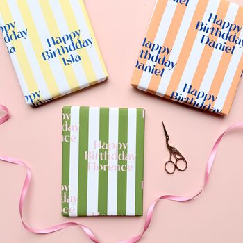 Personalised Striped Text Wrapping Paper, 2 of 9