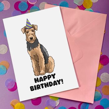 Personalised Airedale Terrier Santa Hat Christmas Card, 5 of 12