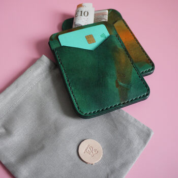 Tie Dye Leather Green Pocket Wallet, 4 of 5