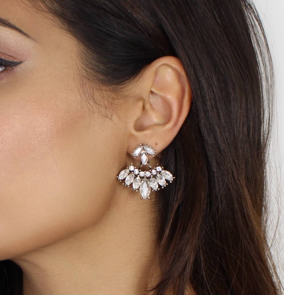 Front And Back Rhinestone Statement Earrings By Nikita Niki Front And Back Rhinestone Statement Earrings