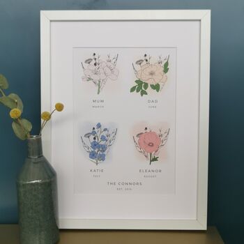 Personalised Family Birth Flower Print, 3 of 5