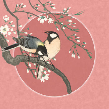 Japandi Bird Art Print – Tits On Cherry Branch, 2 of 7