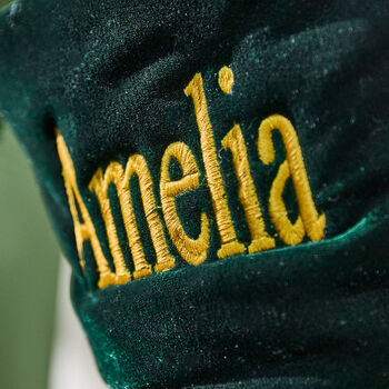 Personalised Luxury Green Velvet Christmas Stocking, 3 of 7