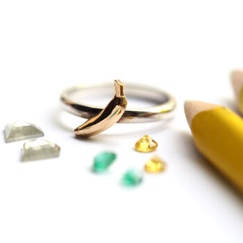 Banana Ring In Silver And 9ct Gold, 2 of 6
