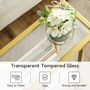 Gold Side Table Tempered Glass End Table With Sling, thumbnail 5 of 9