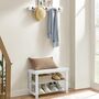 Three Tier Bamboo Shoe Bench Coat Rack Metal Hooks Set, thumbnail 3 of 12