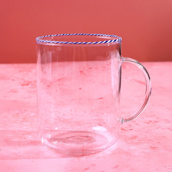 G Decor The Twist Rim Handcrafted Glassware Collection Tea Cups And Coffee Mugs In Red, Blue And Green, 6 of 7