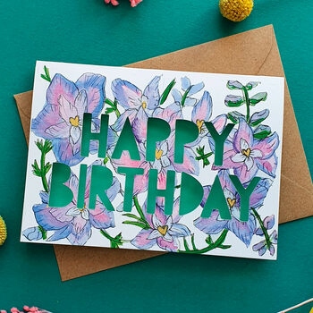 July Birth Flower Paper Cut Birthday Card, 2 of 4