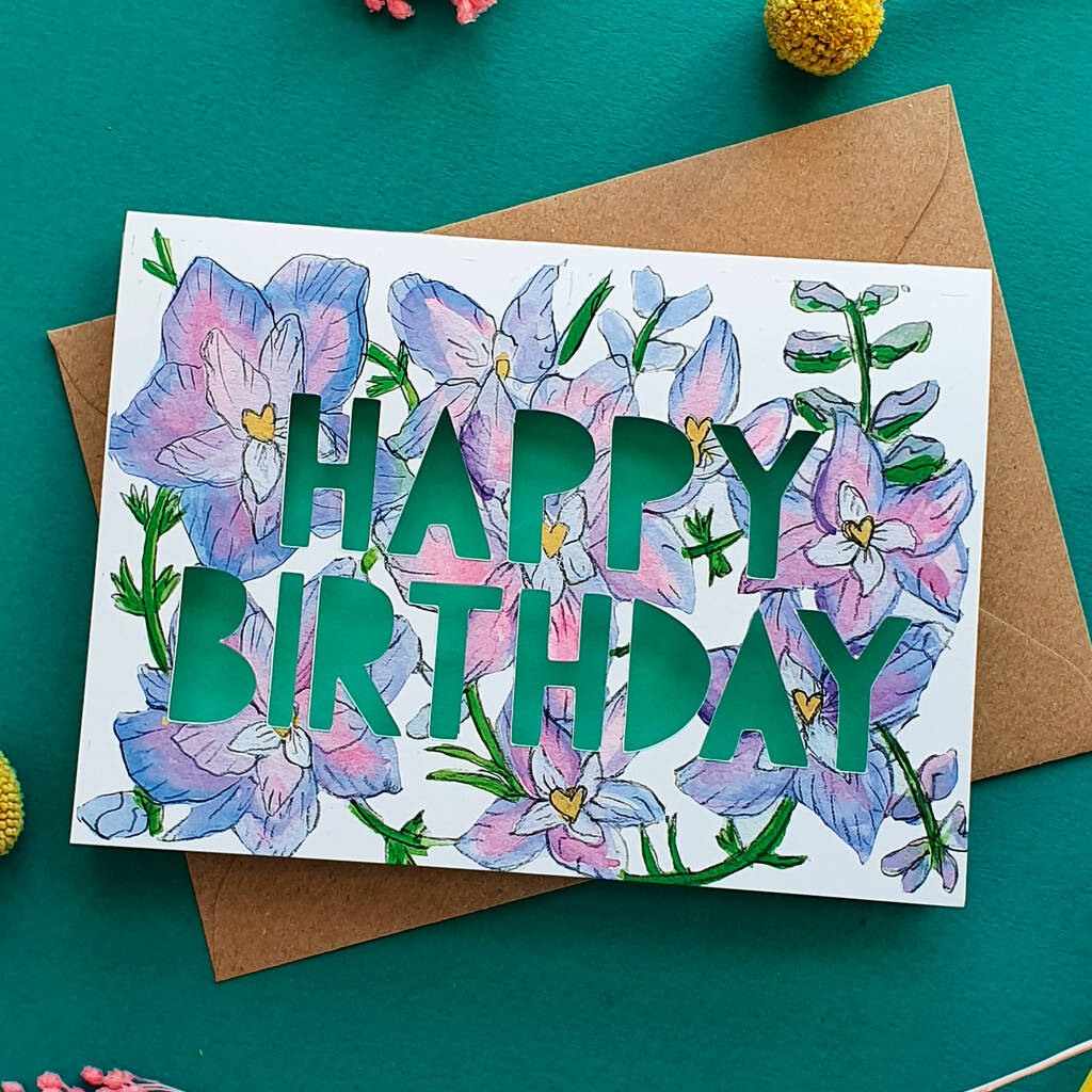 July Birth Flower Paper Cut Birthday Card By Miss Bespoke Papercuts