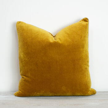 Mustard Velvet Cushion, 2 of 3