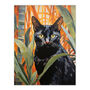 Botanical Black Cat Lovers Portrait Wall Art Print, thumbnail 6 of 6