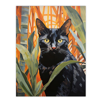 Botanical Black Cat Lovers Portrait Wall Art Print, 6 of 6