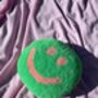 Handmade Tufted Green And Peach Smiley Face Cushion, thumbnail 4 of 4