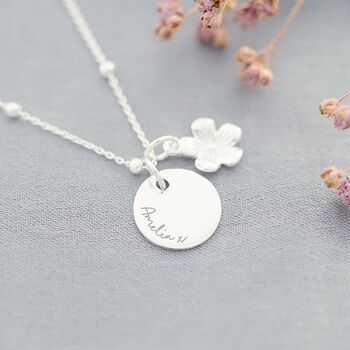 Sterling Silver Flower And Disc Personalised Necklace, 6 of 12
