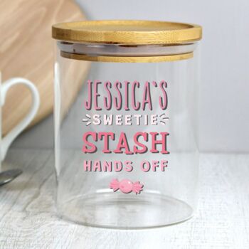 Personalised Sweetie Jar With Bamboo Lid, 2 of 3