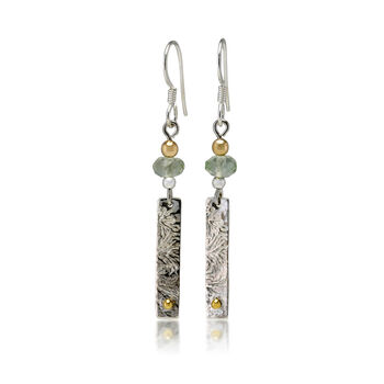 Handmade Green Amethyst Hammered Drop Earrings, 4 of 7