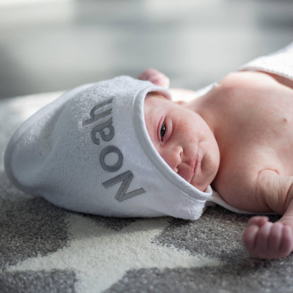 personalised hooded baby towel wrap by duncan stewart