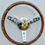 Classic Car Walnut Steering Wheel Wall Clock, thumbnail 1 of 12