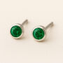 Sterling Silver May Emerald Birthstone Stud Earrings, thumbnail 3 of 4