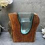 18cm Molten Glass Wedge Vase On Teak Root Flower Holder, thumbnail 12 of 12