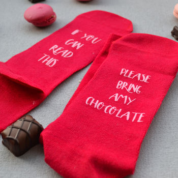 Personalised Please Bring Chocolate Socks, 4 of 4