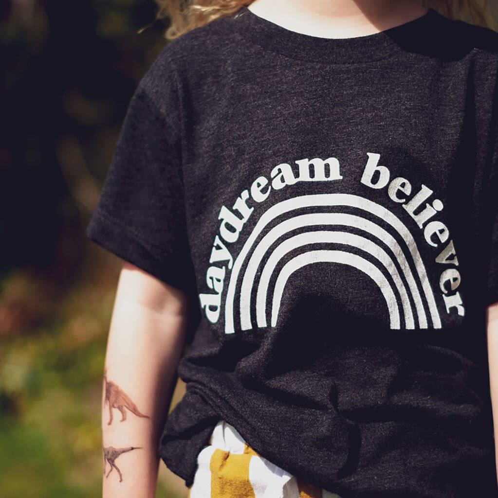 Daydream Believer Kids Slogan Rainbow T Shirt, 1 of 3