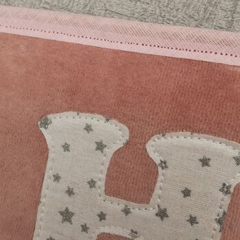 Bunting Pink Velour Personalised Baby Nursery Decor, 5 of 12