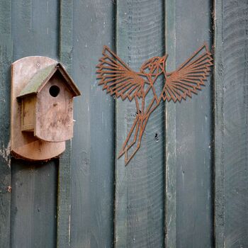 Rusted Metal Sparrow Rusted Geometric Bird Garden Art, 8 of 10