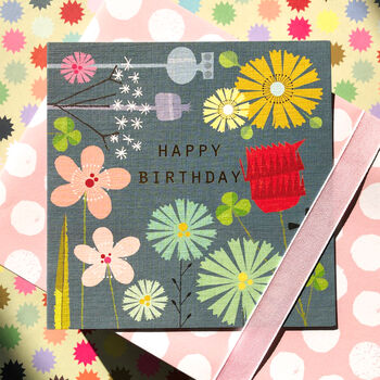 Gold Foiled Dusty Blue Birthday Card, 5 of 5