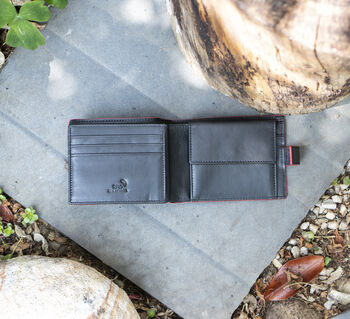 Men's Luxury Black Leather Wallet Notecase Design Rfid Safe Personalised, 4 of 7