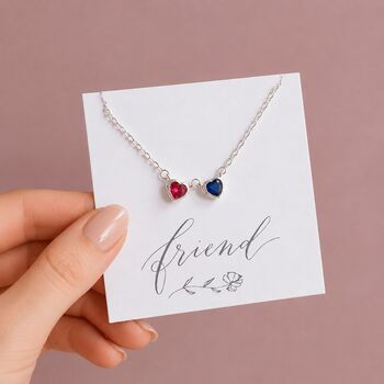 Double Birthstone Heart Link Necklace, 3 of 7
