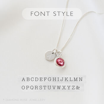 60th Birthday Gift For Her – Sterling Silver Birthstone And Personalised Disc Necklace, 3 of 11