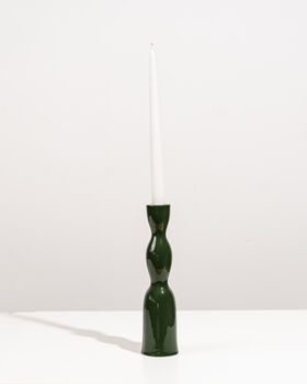 Tall Wave Candleholder Dark Green, 3 of 4