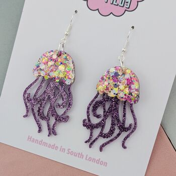 Handmade Resin Jellyfish Earrings That Wiggle With Every Step, 10 of 12