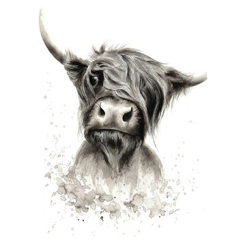 Highland Cow Illustration Print, 2 of 2