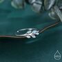 Sterling Silver Delicate Blue Opal Olive Leaf Ring, thumbnail 1 of 9