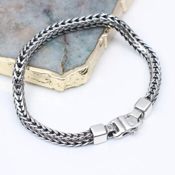 Sterling Silver Square Herringbone Design Bracelet, 2 of 4