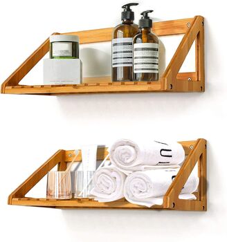 Two Bamboo Wall Shelves Set, 7 of 8