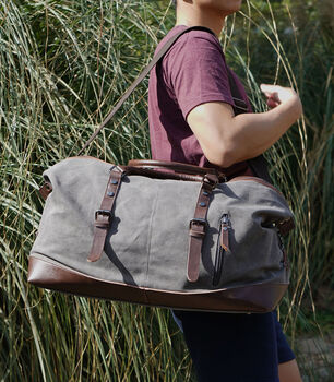 Canvas Holdall Duffel With Front Pockets, 6 of 12