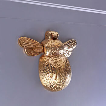 G Decor Golden Bee Polished Brass Door Knocker Elegant Front Door Hardware Fitting, 2 of 5